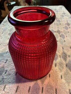 Textured Red Glass Vase - Home Accents